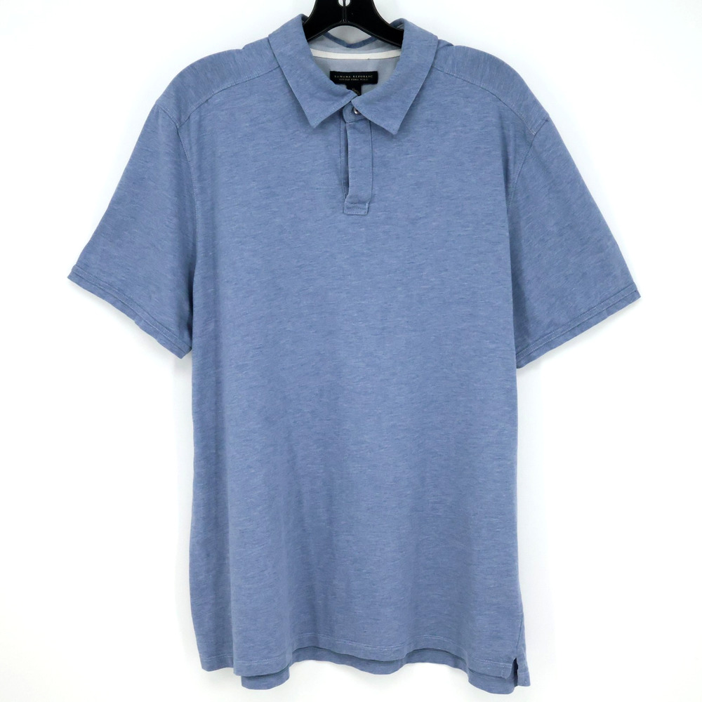 Banana Republic Polo Shirt Mens XL Blue Fitted Pima All Cotton Knit Preppy